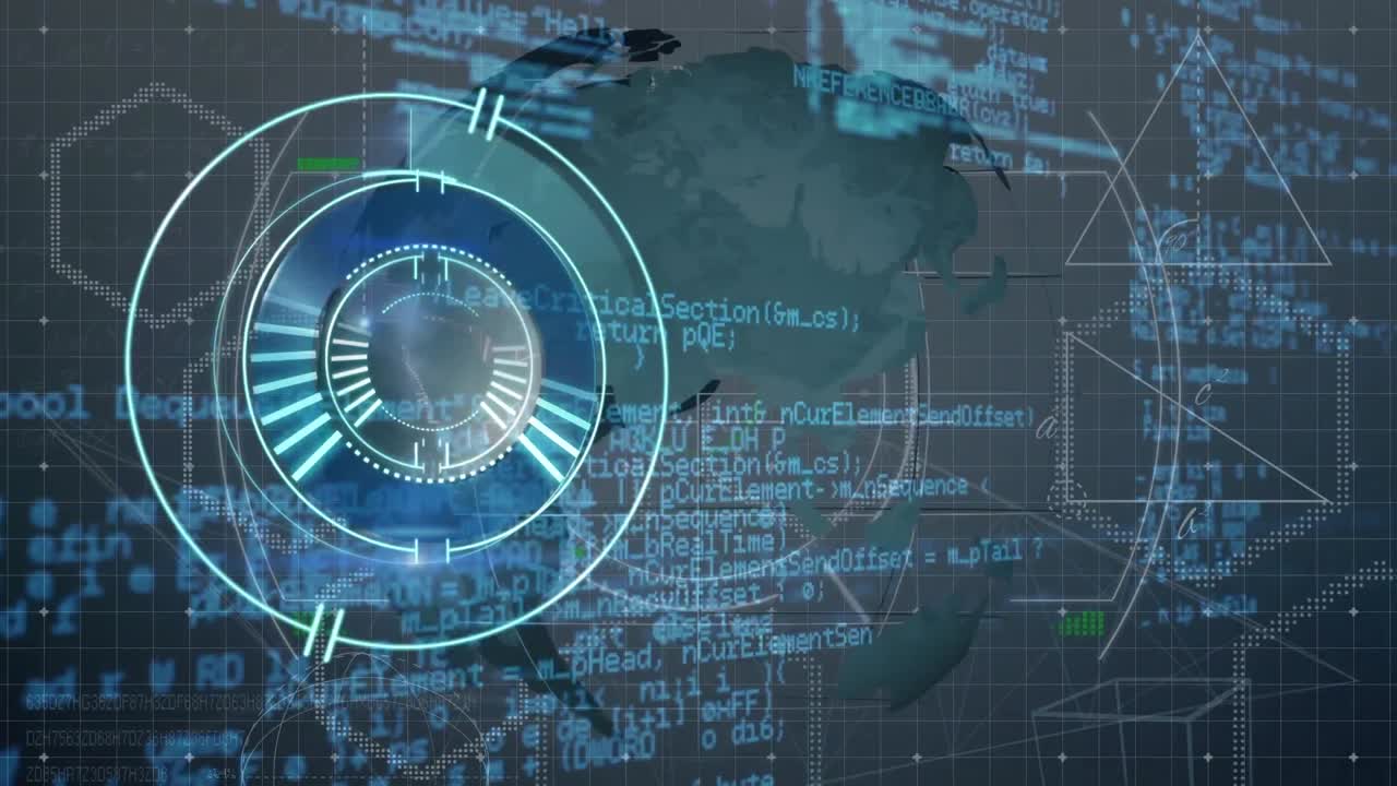 animación del procesamiento de datos a través del escaneo de alcance y el globo