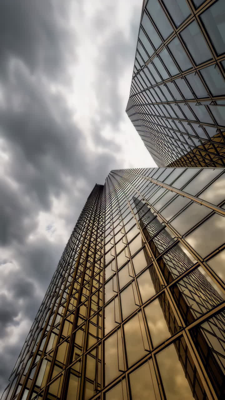 Modern Skyscrapers Under a Cloudy Sky