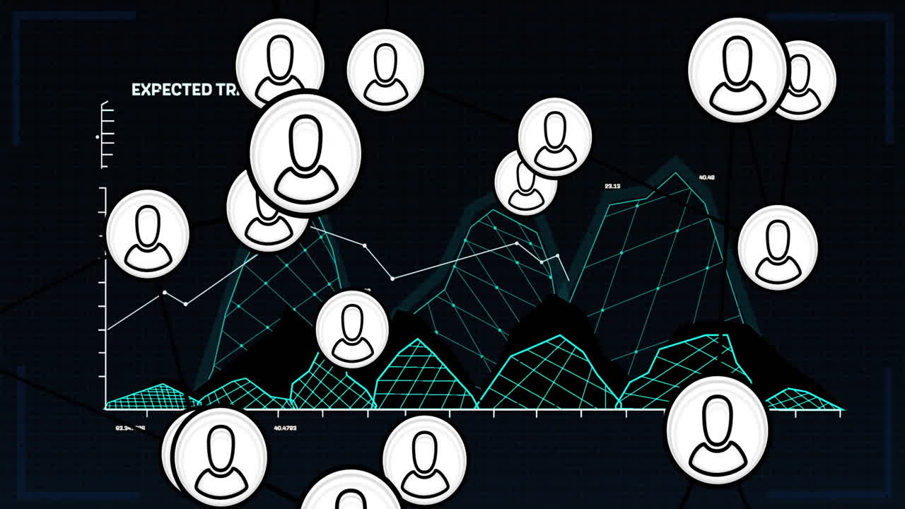 In school, animation showing graph with user icons and expected trends line
