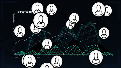 in school, animation showing graph with user icons and expected trends line