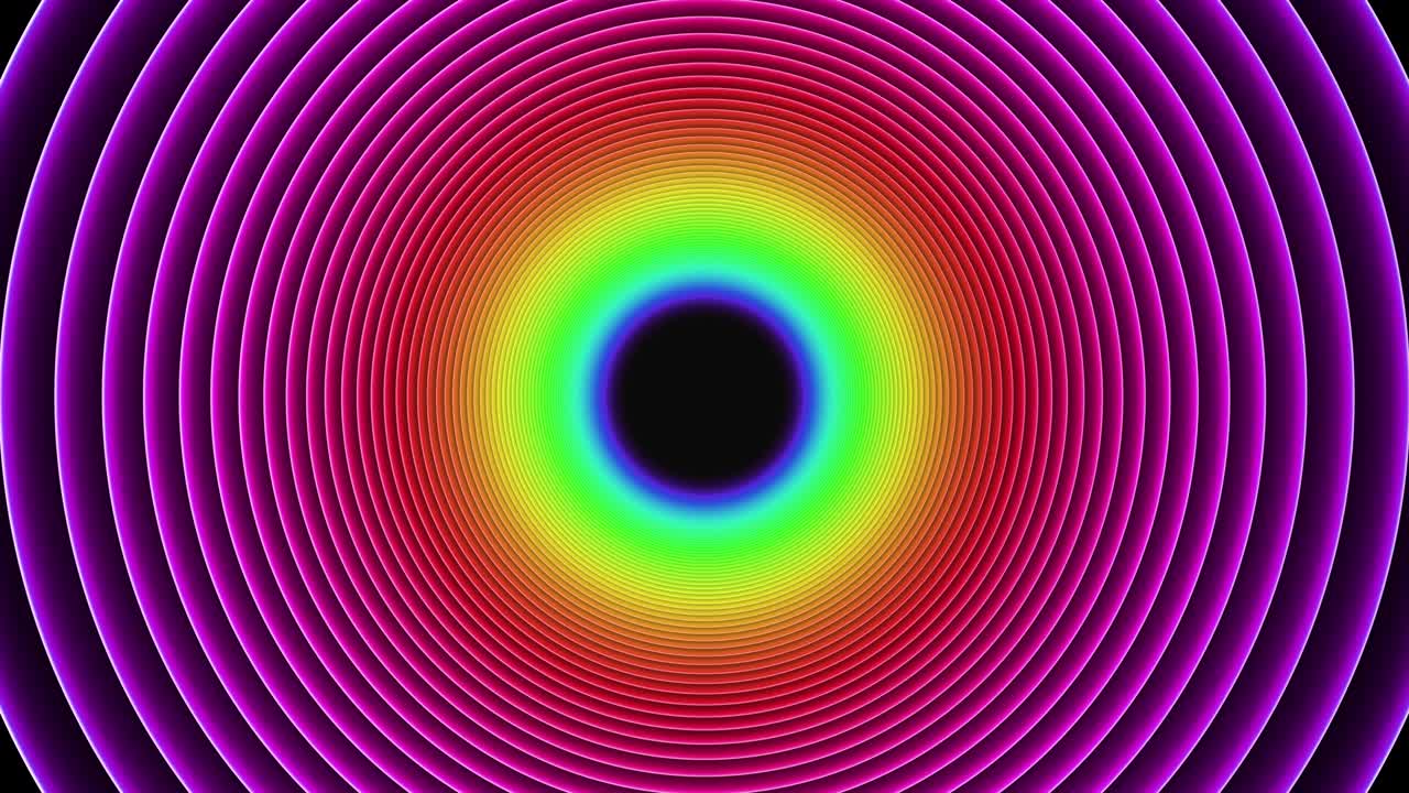 círculo de túnel de luz de neón arco iris