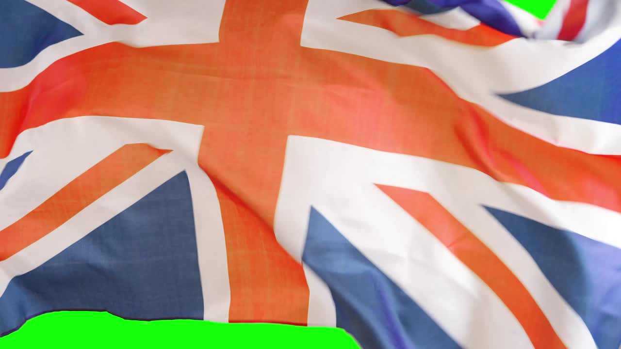 영국 국기가 발 기둥에 흔들리고 있다.