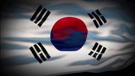 la bandera de corea del sur está ondeando en un bucle sin costuras. la bandera de korea del sur ondeando en el viento. la bandera nacional realista de 4k de corea del sud de primer plano.