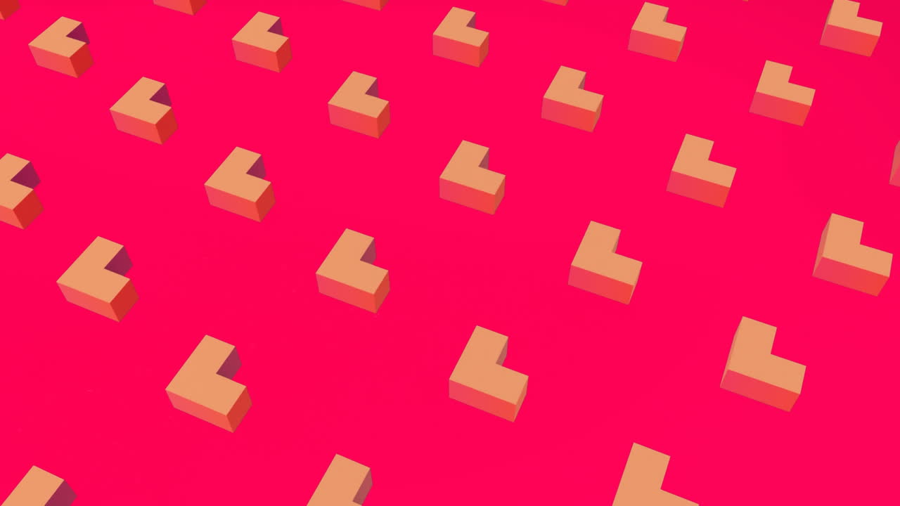 빨간색 배경에서 움직이는 3d 형태