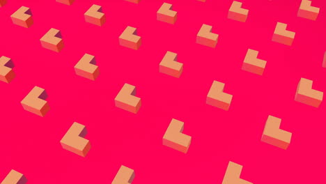 formas 3d que se mueven en fondo rojo