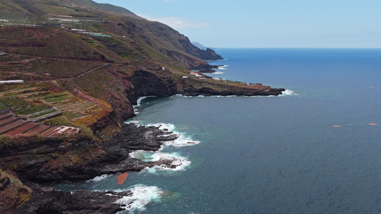 Stunning aerial view of La Fajana coast in La Palma on a sunny day