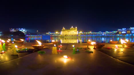 the golden temple amritsar india celebrate gurupurab in golden temple and fireworks