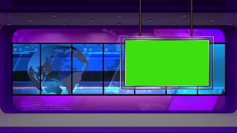 3d estudio de noticias virtual establece pantalla verde