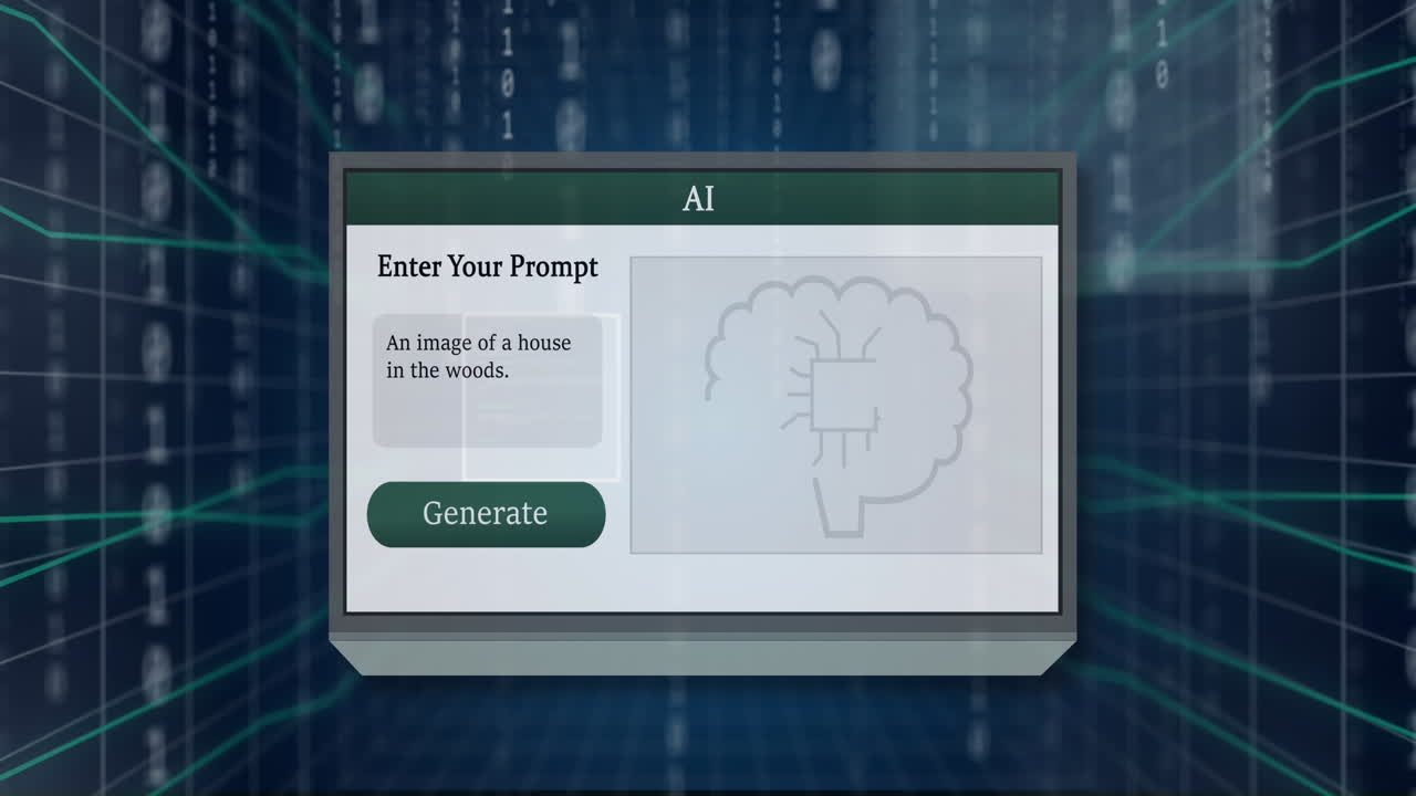 animación de un texto y procesamiento de datos de codificación binaria sobre la pantalla