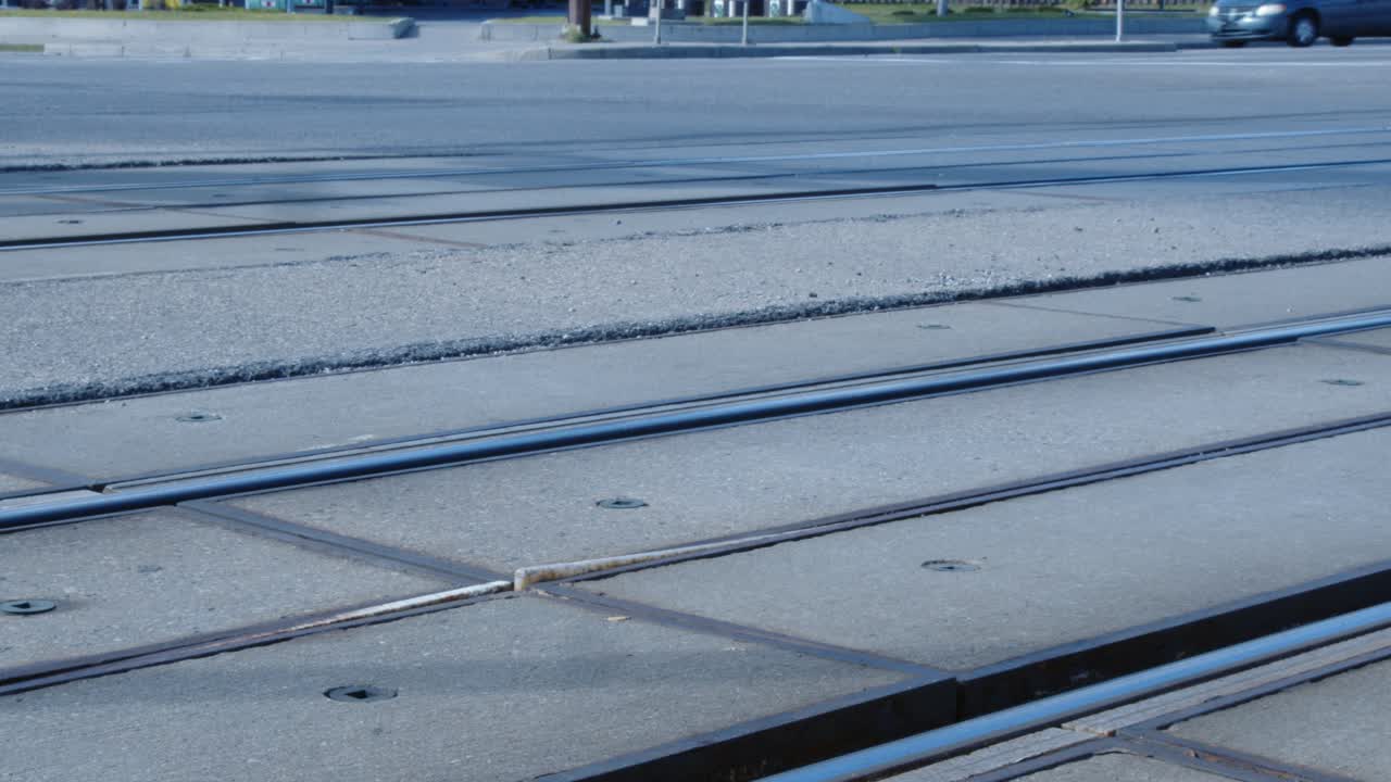 Tram Tracks in City Street