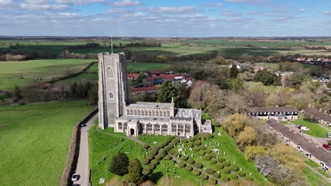 st peter and st paul's church, lavenham suffolk uk drone,aerial