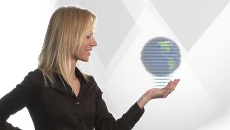 woman looking at globe