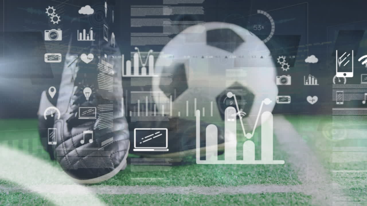 animación de iconos y procesamiento de datos sobre el fútbol