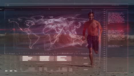 animación del procesamiento de datos sobre el hombre apto corriendo