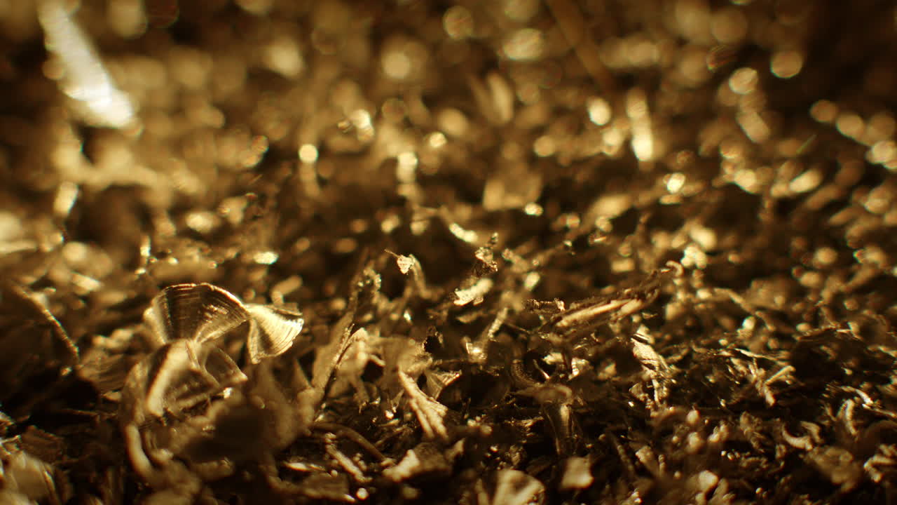 Golden color metal fillings chaotic movement