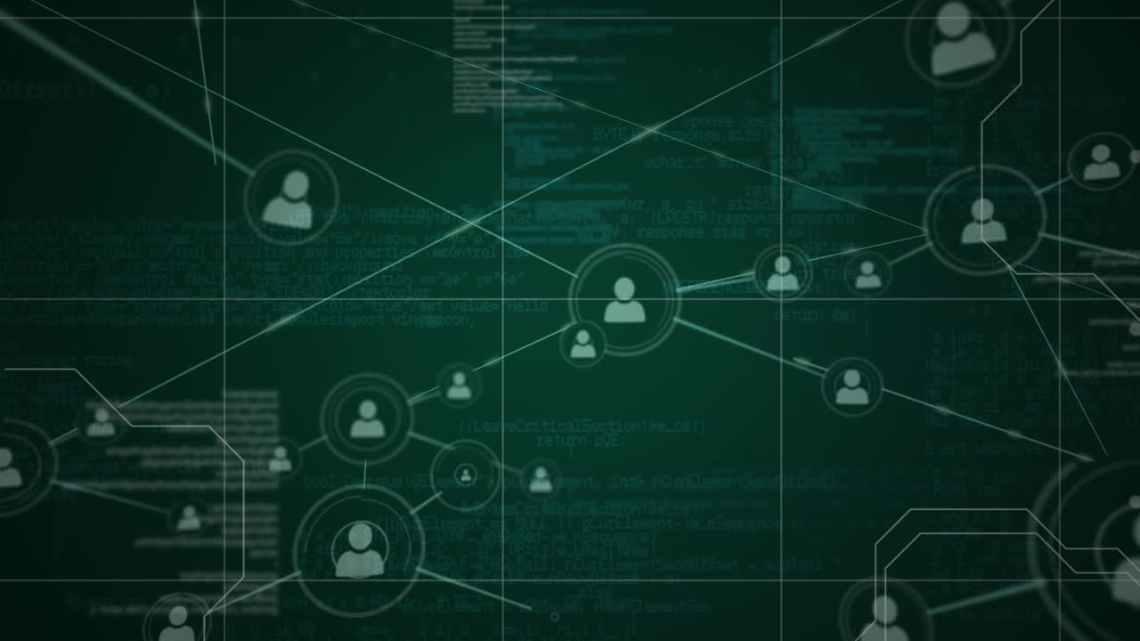 personas iconos de conexión y datos en un fondo oscuro