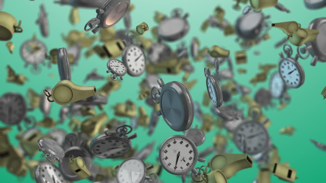 Sports Background Stopwatch and Whistle Green