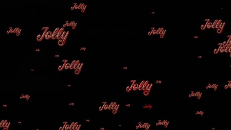 animation of jolly text in repetition at christmas on black background