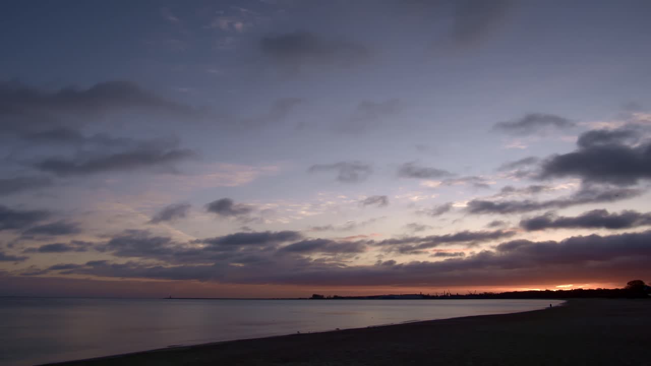 Sunrise Over Beach. Bay of Gdansk, Poland
