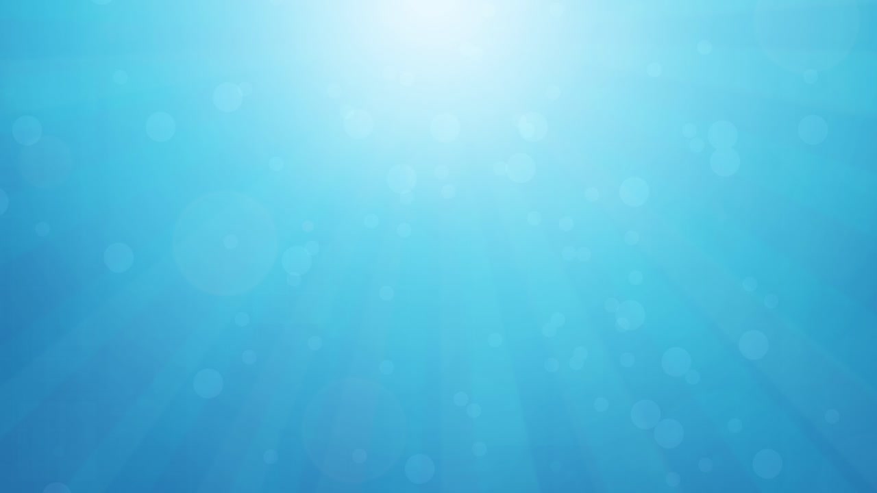 ABstract blue background with floating particles and rotating sunbeams 4k footage