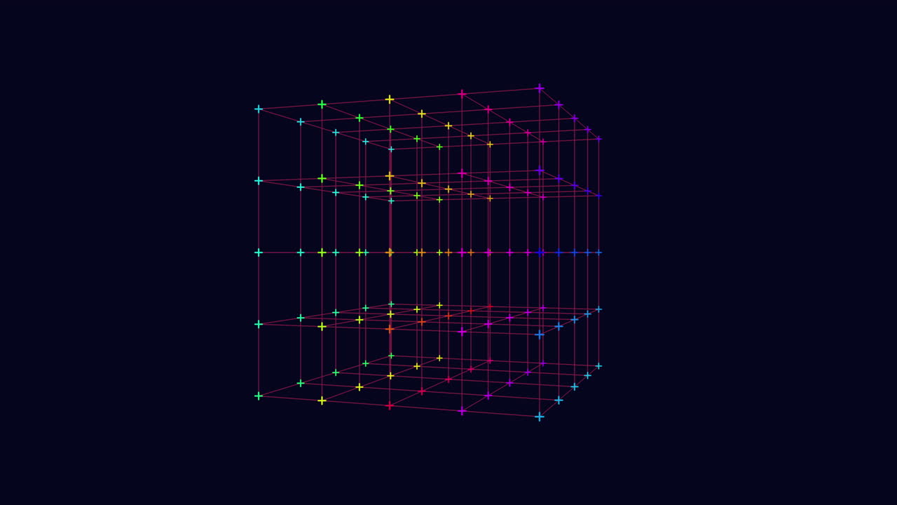 A colorful cube constructed from a network of vibrant lines, its purpose remains cryptic