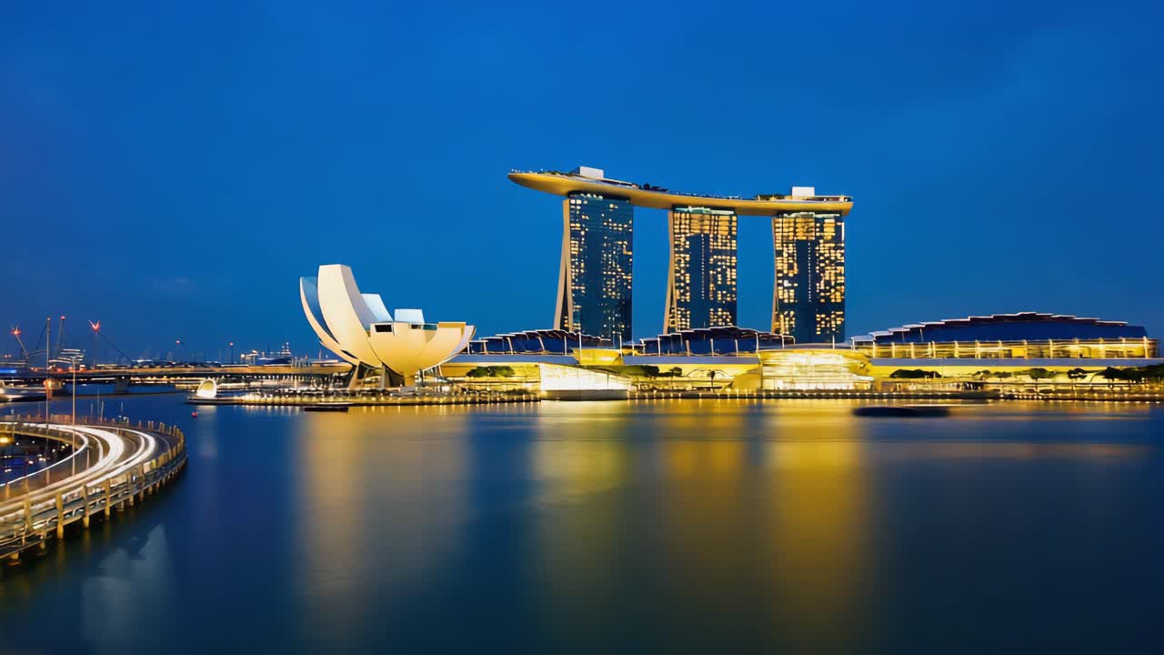 싱가포르의 마리나 베이 샌즈의 야간 풍경