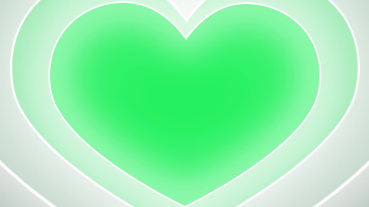 애니메이션 색 심장 모양 프레임 녹색 배경으로 고립.
