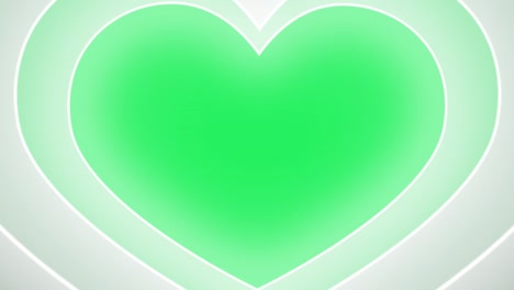 animation white heart shape frame isolate with green background.