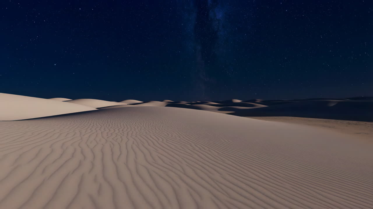 Desert Sand Dunes Under a Starry Night Sky with the Milky Way
