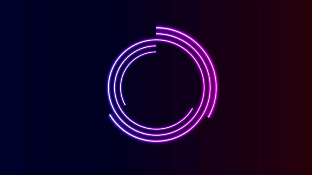 azul púrpura neón cargando círculos de espera animación de video