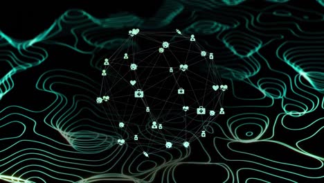 animación del globo, procesamiento de datos a través de una red de conexiones