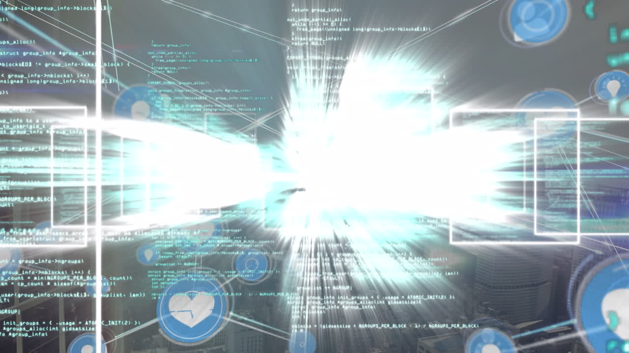 데이터 처리에 대한 아이콘으로 연결 네트워크의 애니메이션