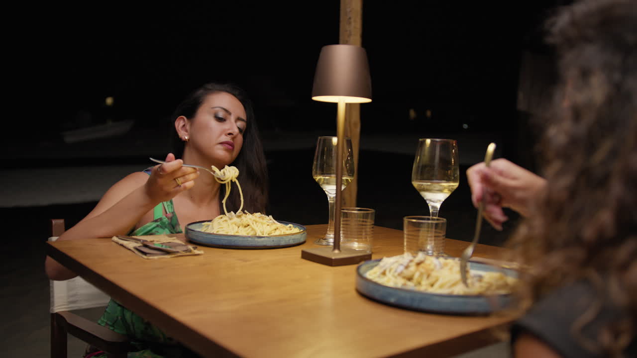 Elegant Atmosphere At The Restaurant On The Beach For A Women Dinner