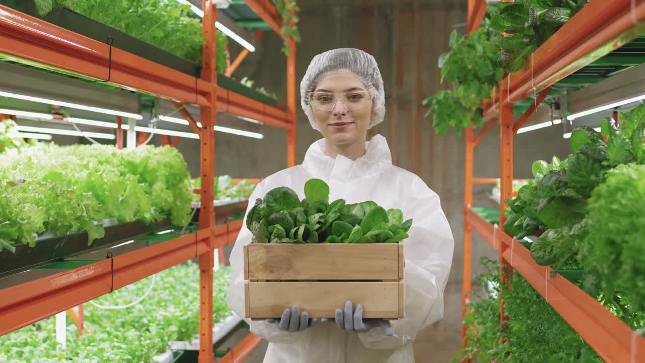 Portrait Of Female Agroengineer With Spinach