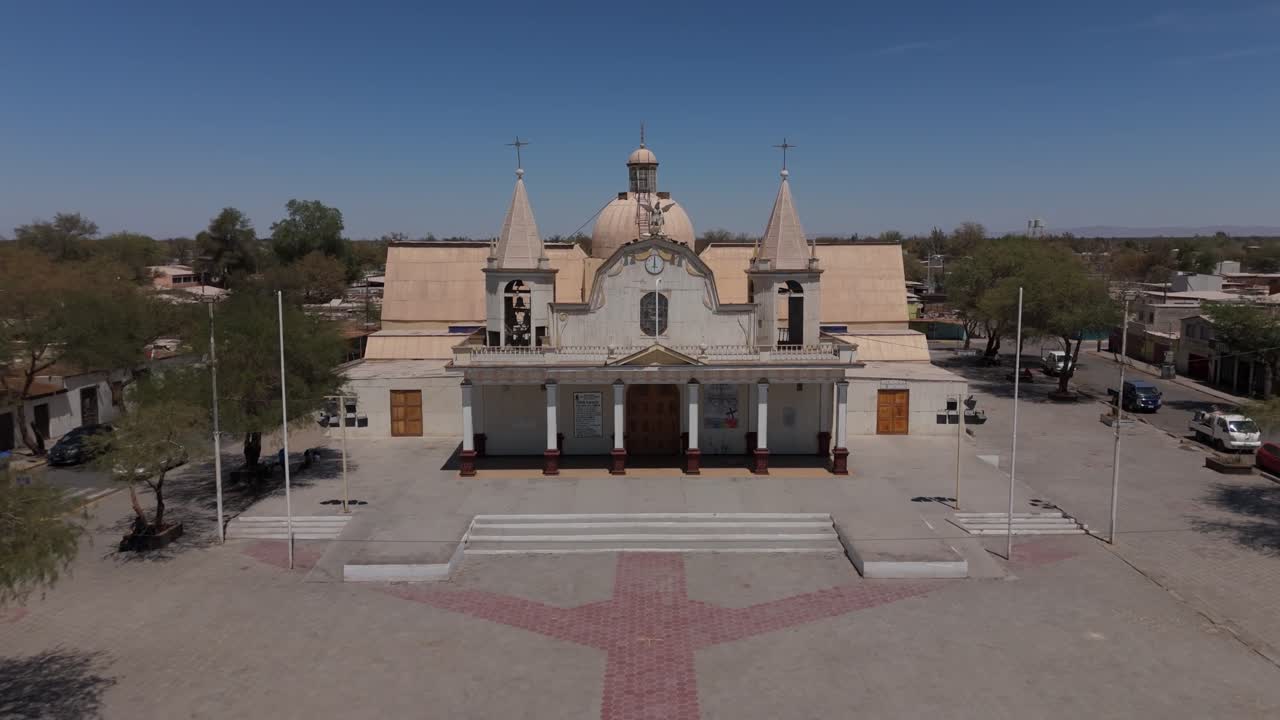 Iquique La Tirana town religious party church drone travelling north of chile