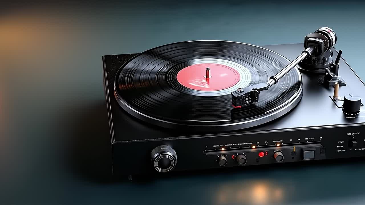 A turntable with a record player on top of it