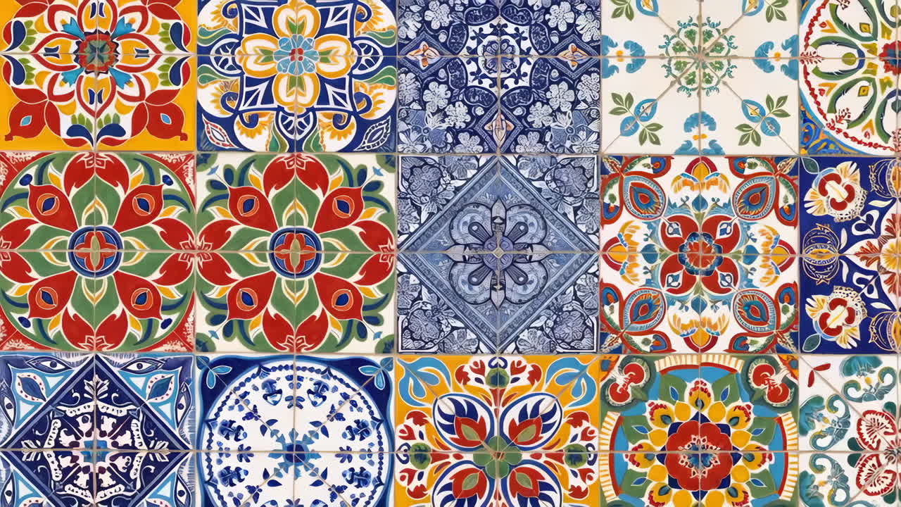 Vibrant Mosaic of Traditional Decorative Tiles