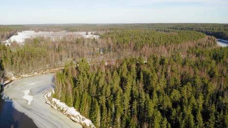 flying over gauja river in latvia