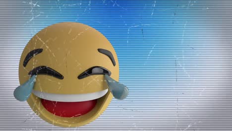 animation of crying emoji icon over blue background