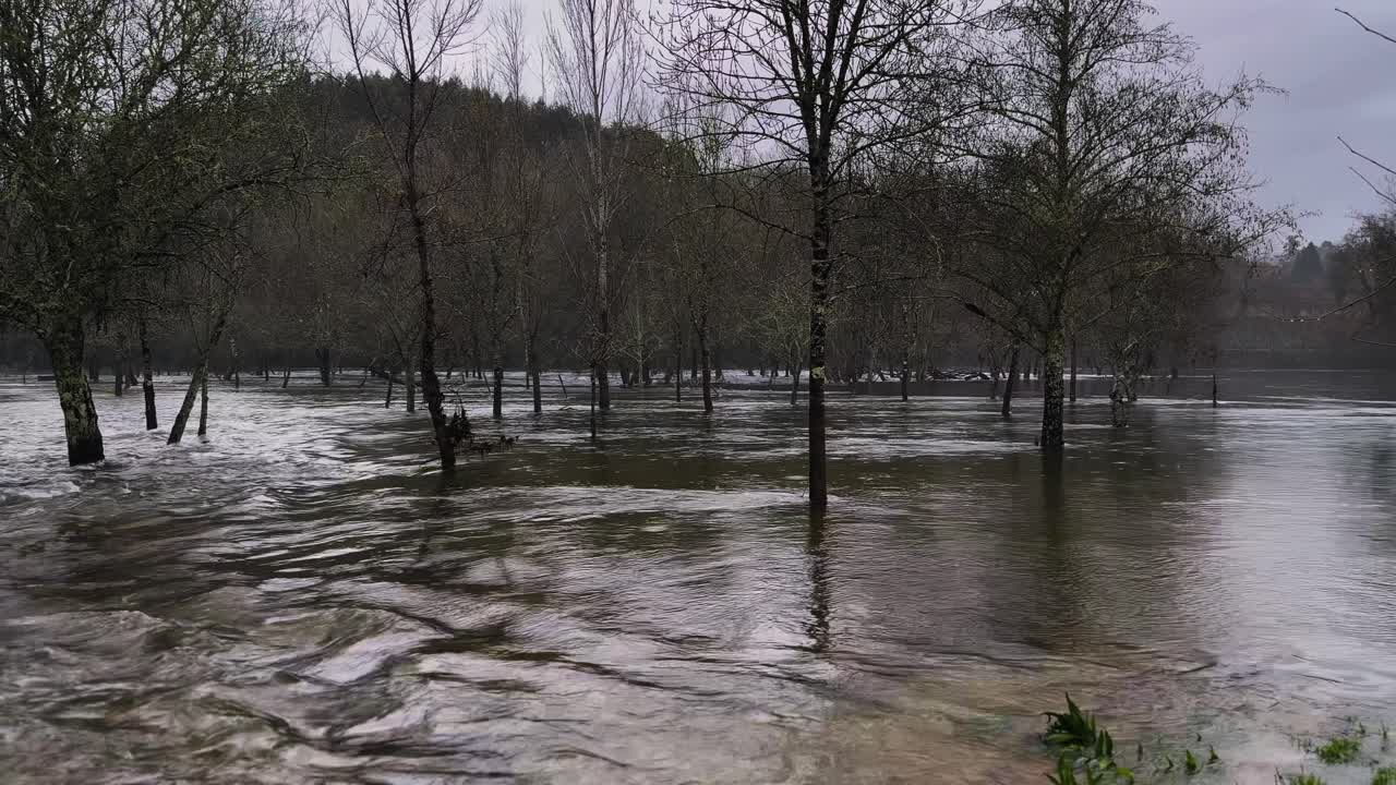 Portekiz’de şiddetli yağışların olduğu bir dönemde Limariver, şehir parkına taştı