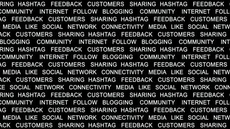 social network keywords text animation, loop