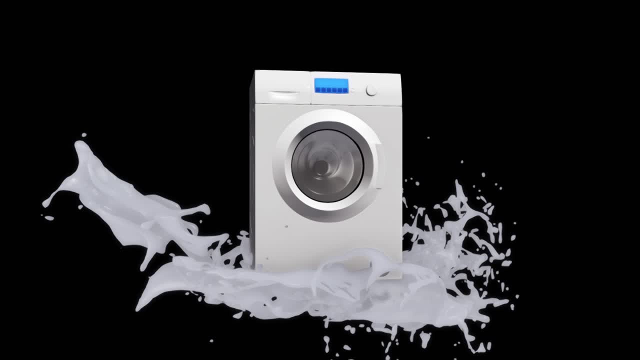 lavadora con salpicaduras de leche