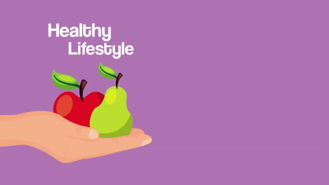 estilo de vida saludable mano levantando frutas