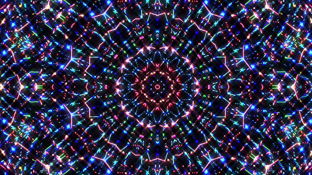 아름다운 빛나는 추상적인 칼레도스코프, 빛나는 다채로운 빛 세트 부드러운 움직임