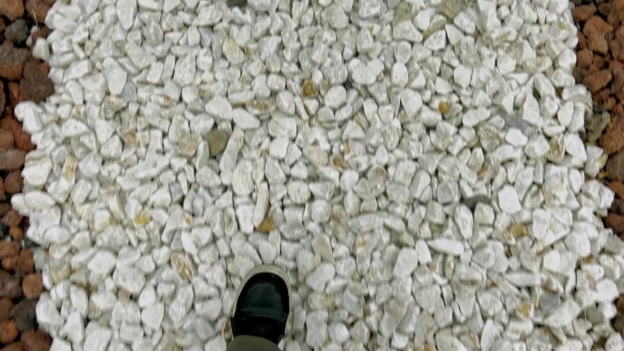 POV a piedi che mostra un sentiero roccioso con pietre irregolari e terreno naturale lungo il Parque Ahuatlan in Messico durante il giorno, catturando il movimento all'aperto e il terreno accidentato nel parco.