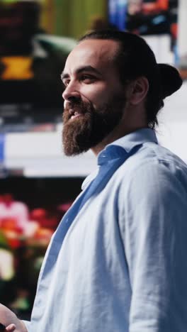 vertical video happy casual person enjoying life online on social media apps,