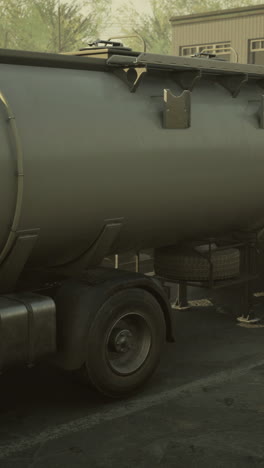 a large tanker truck parked on the side of a road.