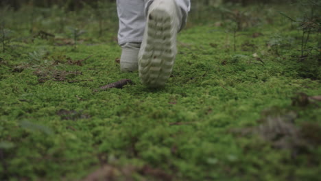 astronaut in space suit walking trough forest