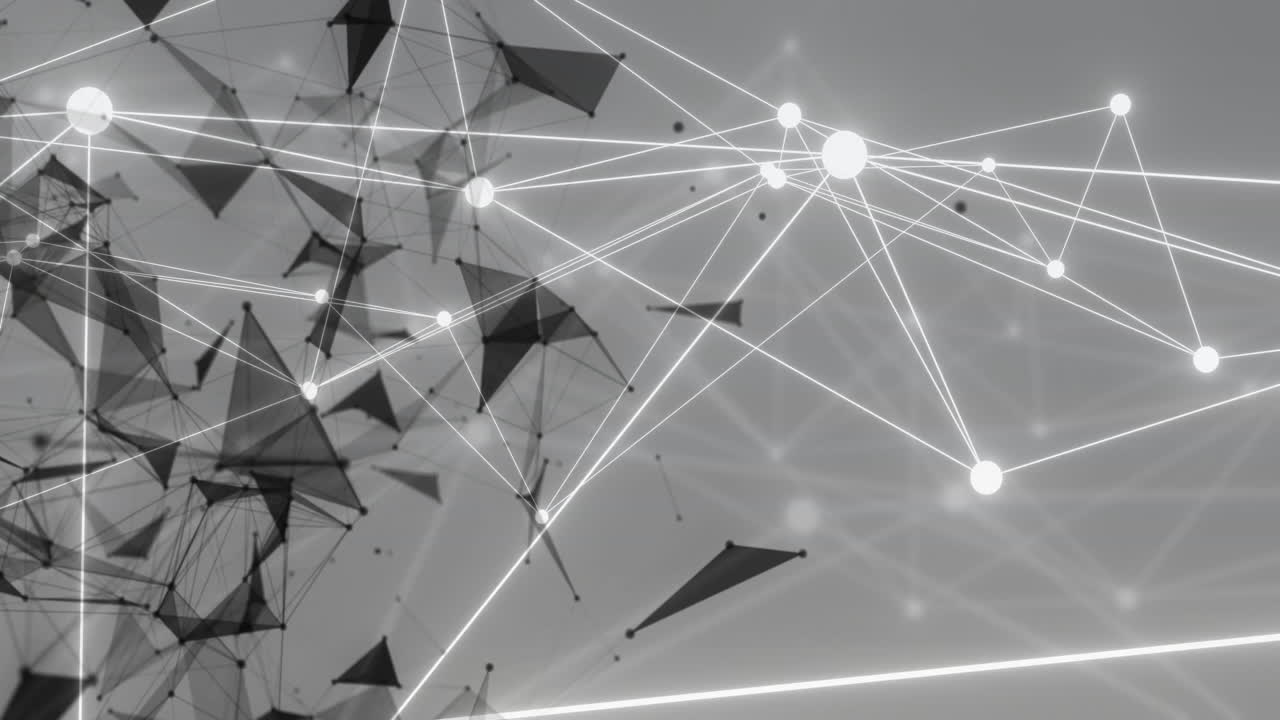 움직이는 모양 위의 연결 네트워크의 애니메이션