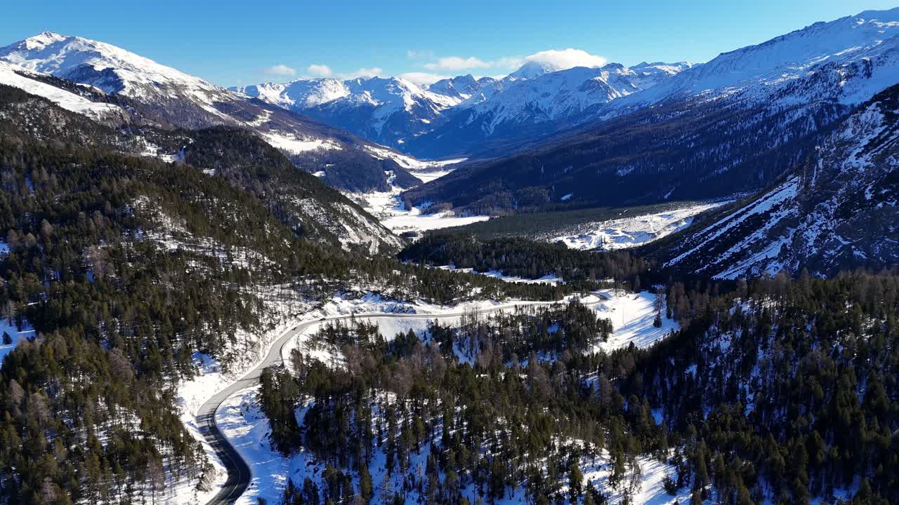 Landscape of the Italian Alps during the winter (drone footage)
